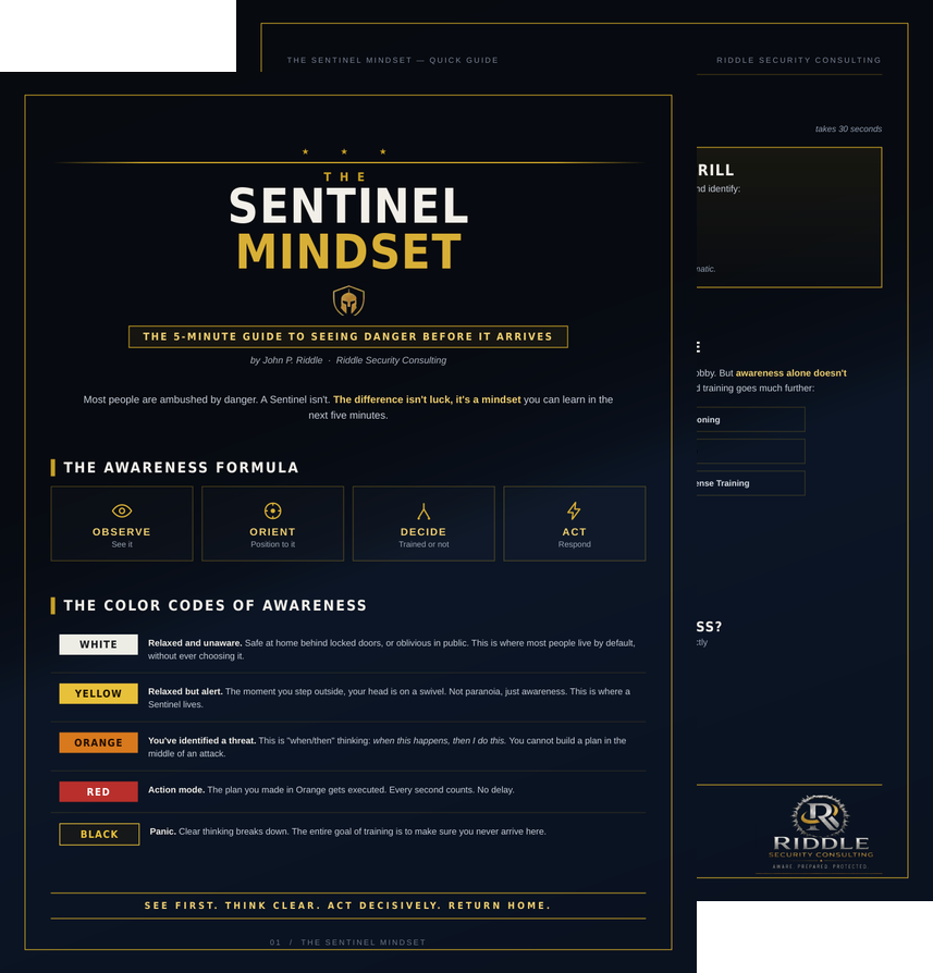 The Sentinel Mindset guide, two pages